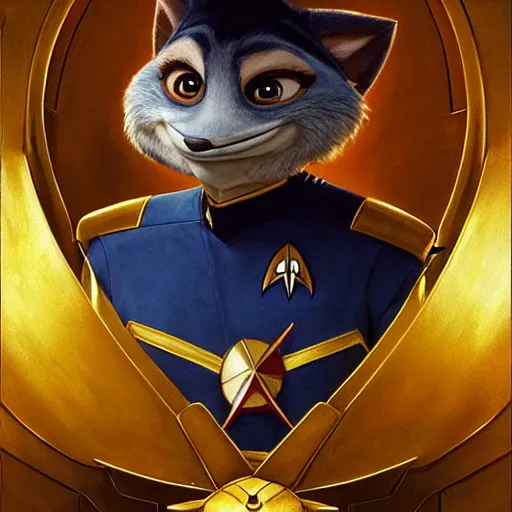 Image similar to a portrait of a crab in a starfleet uniform star trek chief engineer. zootopia fursona furaffinity furry art detailed face highly detailed painting by gaston bussiere craig mullins jc leyendecker gustav klimt artgerm greg rutkowski furry