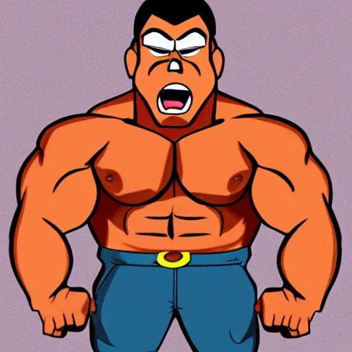 Prompt: angry muscular man in disney animation style