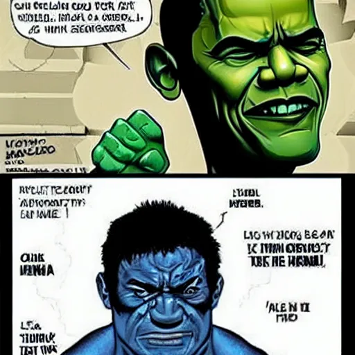 Image similar to Obama as the hulk