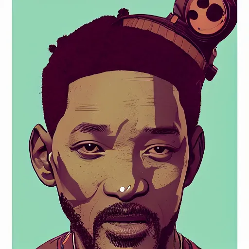 Image similar to a study of cell shaded portrait of will smith concept art, llustration, post grunge, concept art by josan gonzales and wlop, by james jean, Victo ngai, David Rubín, Mike Mignola, Laurie Greasley, highly detailed, sharp focus, alien, Trending on Artstation, HQ, deviantart, art by artgem