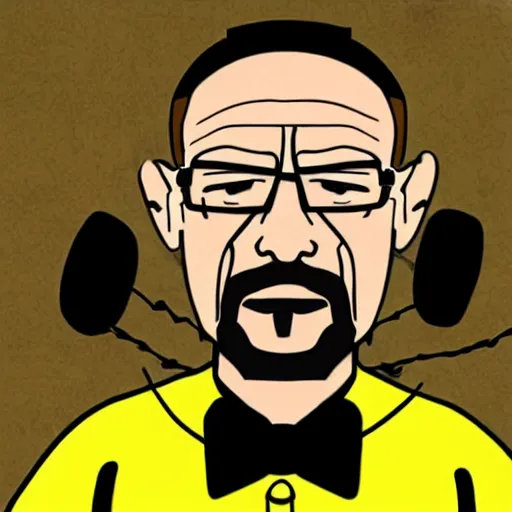 Image similar to a cell shaded cartoon still of walter white