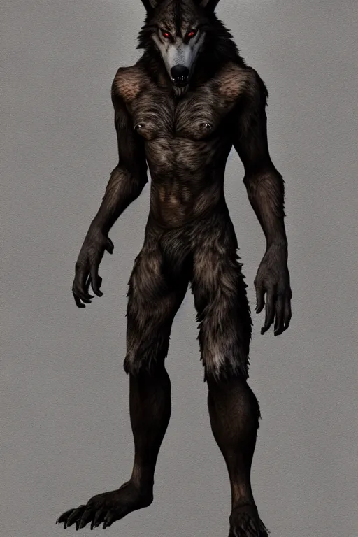 Image similar to werewolf, full body render, trending on artstation, high resolution