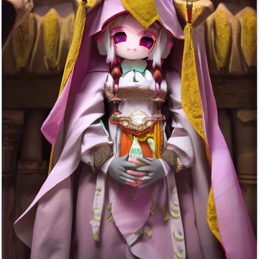 Image similar to cute fumo plush of the priestess of the temple of the harvest, plant maiden, vray