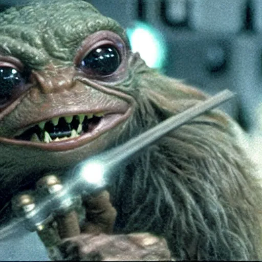 Image similar to a film still of a gremlin in star wars realistic, detailed