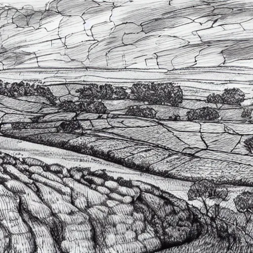 Prompt: pen illustration of hadrian's wall