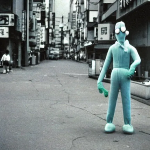 Image similar to gumby destroying tokyo in 1 9 6 5