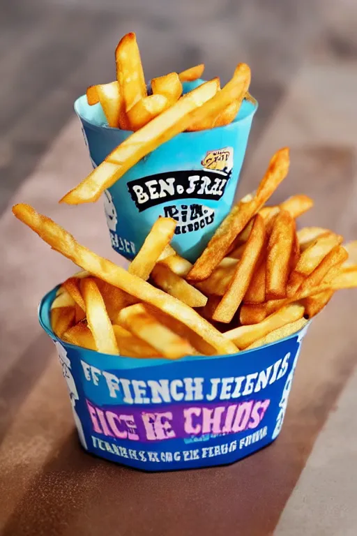 Image similar to french fries flavoured ben and jerry's ice cream, ice cream with pieces of french fries