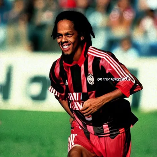 Prompt: photograph, Ronaldinho playing for Ajax Amserdam