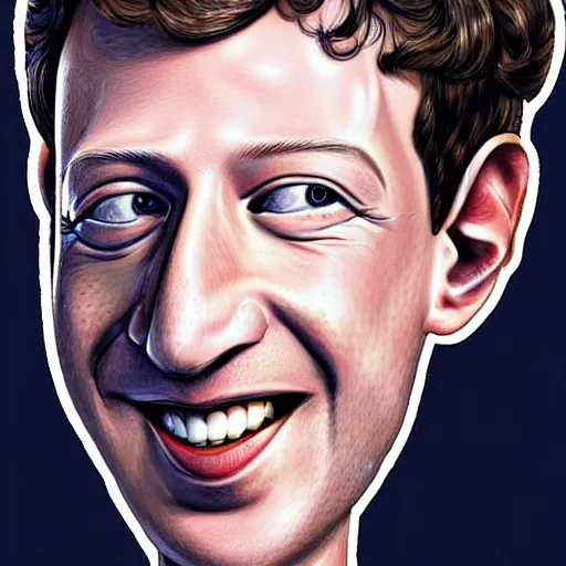 Image similar to a caricature portrait of Mark Zuckerberg drawn by Mahesh Nambiar