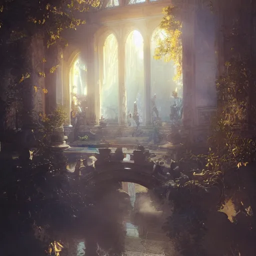 Image similar to the gates of heaven, volumetric lighting, 8 k octane beautifully detailed render, post - processing, extremely hyper detailed, intricate, epic composition, cinematic lighting, masterpiece, trending on artstation, masterpiece, stunning art by anders zorn, wonderful masterpiece by greg rutkowski,