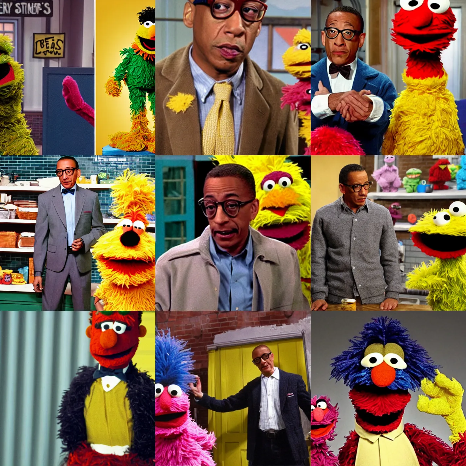 Prompt: Gus Fring in sesame street