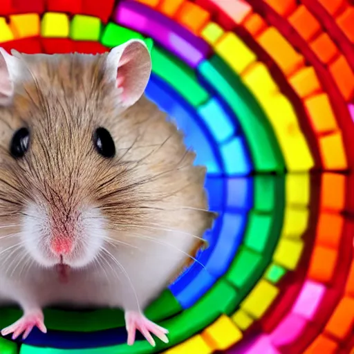 Image similar to hamster made out of rainbow gems, large, blocky, 8 k hd