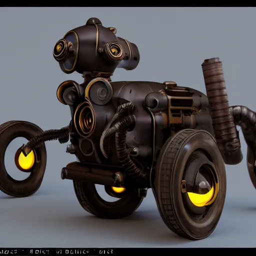 Image similar to 1930's dieselpunk robot, octane render, studio lighting