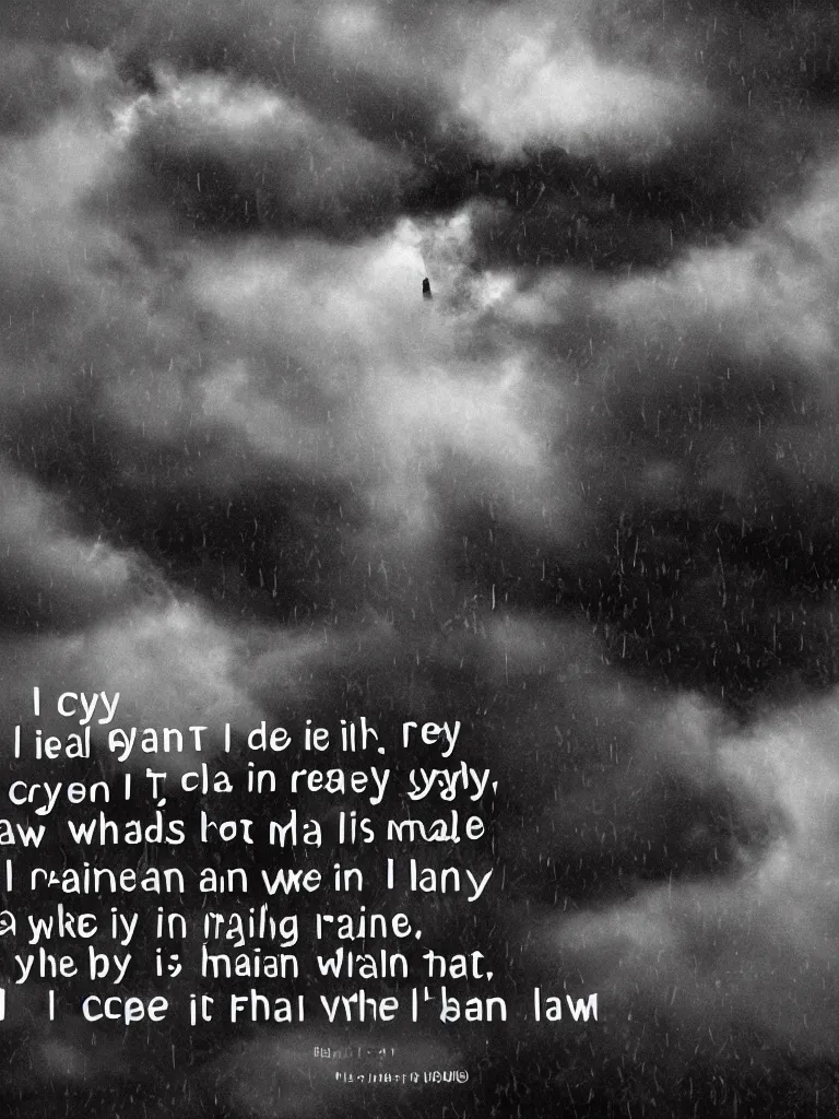 Image similar to I do cry when it rains and that is often said the man to the clouds