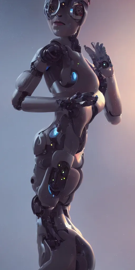 Image similar to beautiful girl with sci - fi fullbody suit, robotic body, by wlop, artstation contest winner