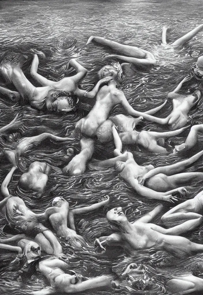 Image similar to highly detailed surrealist art about drowning slowly