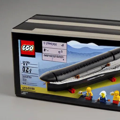 Image similar to a box of a lego set of a Zeppelin