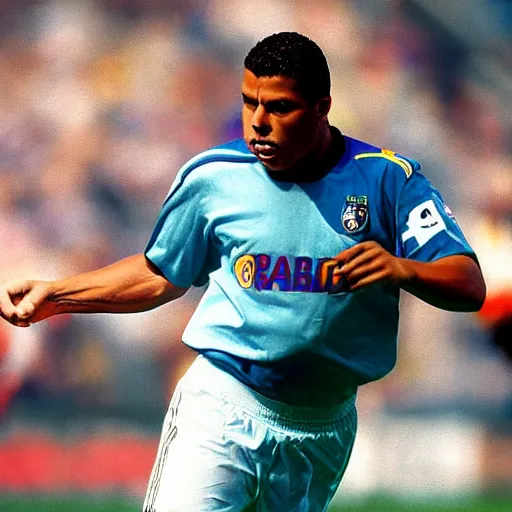 Image similar to ronaldo nazario fenomeno from fc barcelona, photograph by mark mann