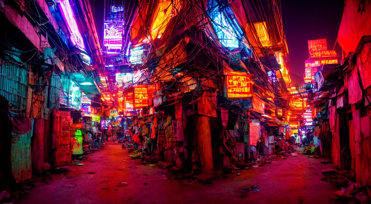 Prompt: Cyberpunk Alleys, futuristic Phnom-Penh Cambodia, neon lighting