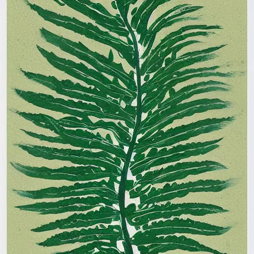 Image similar to abstract, art print, lithography, green, beige, white, fern
