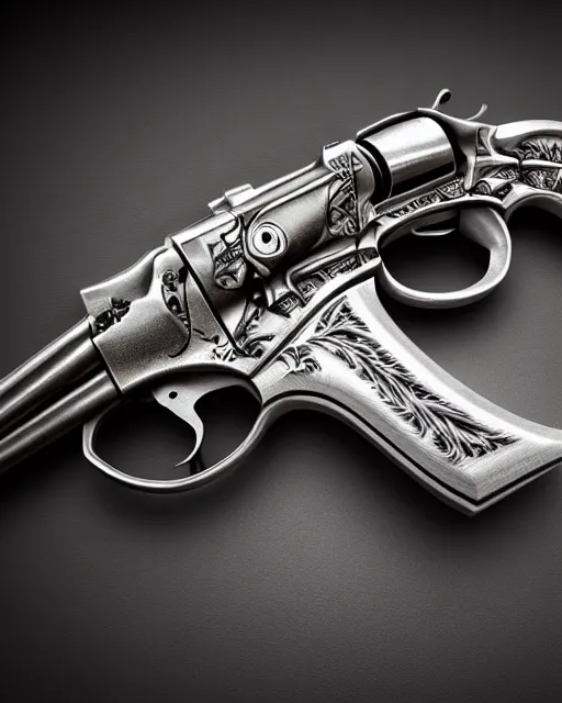 Prompt: realistic detailed revolver, matte painting, western, high production value, intricate details, high resolution, hyperrealistic, hdr, high definition, masterpiece, ultra realistic, highly detailed, hd, sharp focus, cinematic lighting, shaded, non blurry, sharp, smooth