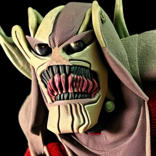 Prompt: General Grevious from Star Wars with demonic eyes close up