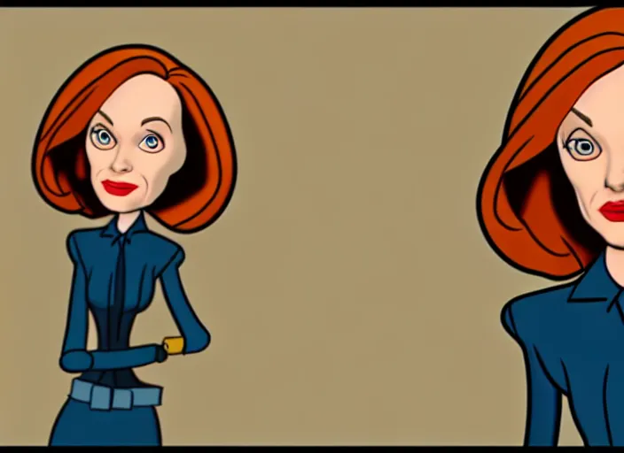 Image similar to dana scully in the style of 1 9 7 0's disney animation