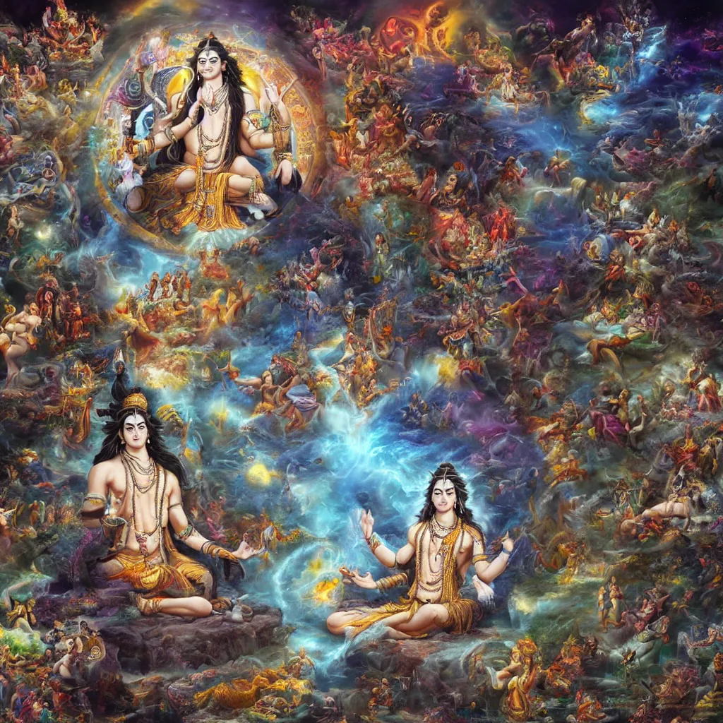 Prompt: lord shiva creating the multiverse, fantasy artwork, high resolution