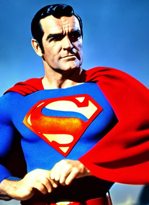 Image similar to film still of Sean Connery as Superman in Superman, 4k