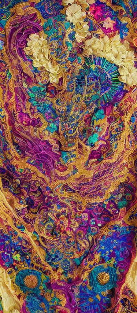 Image similar to stunning interpretation of hoodie made with petals, advertsiement, highly detailed and intricate, golden ratio, very colorful, hypermaximalist, ornate, luxury, elite, good vibes, oil painting, cinematic