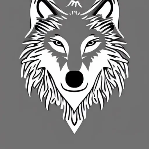 Image similar to full-body wolf template base, digital line-art, outline-only, logo, simple, no color, high quality, HD, 8K