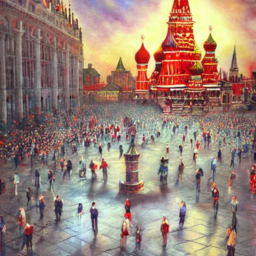 Image similar to fantasy_artwork_hyper_detailed_very_very_very_very_very_very_very_very_very_very_very_very_very_very_very_very_very beautiful painting of Dragon on the Red square, Moscow, matte painting