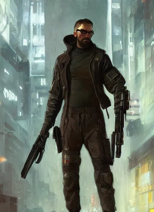 Gordon Freeman. Cyberpunk assassin in tactical gear. | Stable Diffusion ...