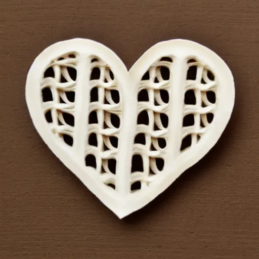 Image similar to lattice heart carved into ivory, c anon 5 d 5 0 mm lens