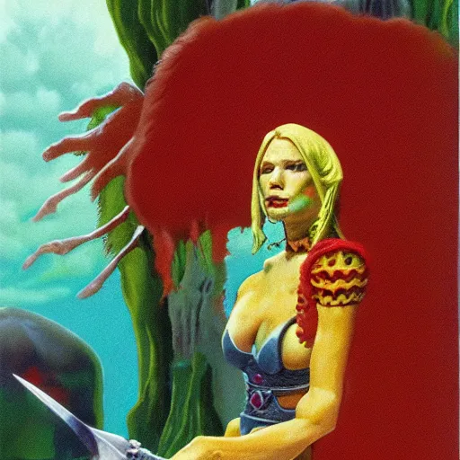 Image similar to portrait of barbarian princess by Roger Dean