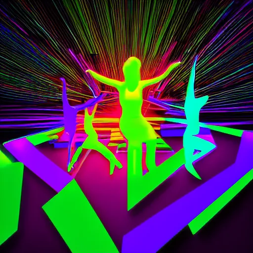 Image similar to dancing on top of a neon lit rainbow digital art, ue 5