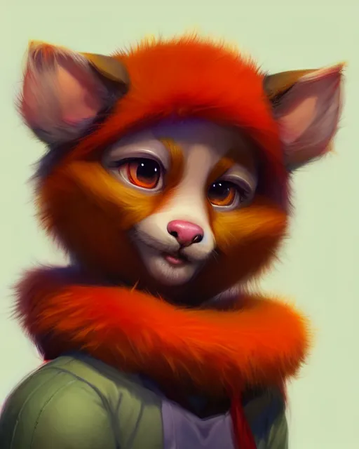 Image similar to character concept art of a cute young colorful male anthropomorphic furry | | cute - fine - face, pretty face, key visual, realistic shaded perfect face, fine details by stanley artgerm lau, wlop, rossdraws, james jean, andrei riabovitchev, marc simonetti, and sakimichan, trending on artstation