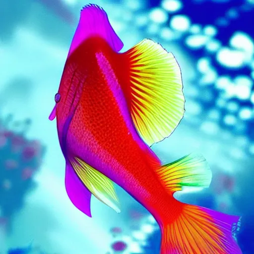 Prompt: A beatiful beta fish full of color, shiny, digital art, trending on artstation, award winning, 8k