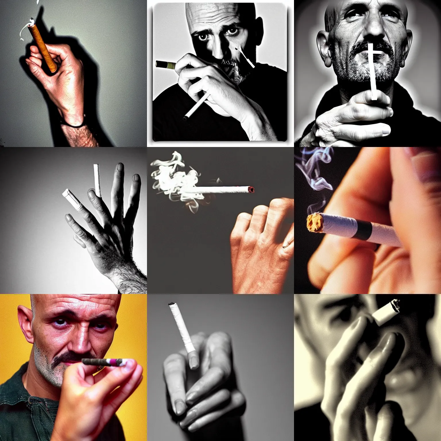 Prompt: very accurate photo, very coherent image, hyper realistic photo of a human hand with a cigarette in it, by Omar Reda, Tim Booth, exactly 5 fingers, very detailed, award-winning shot