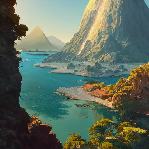 Image similar to highly detailed 🏞🌋, in gta v, stephen bliss, unreal engine, fantasy art by greg rutkowski, loish, rhads, ferdinand knab, makoto shinkai and lois van baarle, ilya kuvshinov, rossdraws, tom bagshaw, global illumination, radiant light, detailed and intricate environment