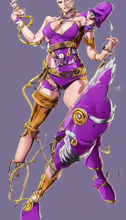 Image similar to ''killer queen from jojo's bizarre adventure, official art, dynamic pose, concept art, very detailed, digital paintting, jojo's, artstation, high quality, 8 k''