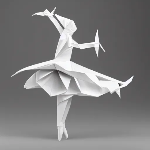 Image similar to origami dancer in white paper, 3 d render, ultra - detailed, on white background, studio shot