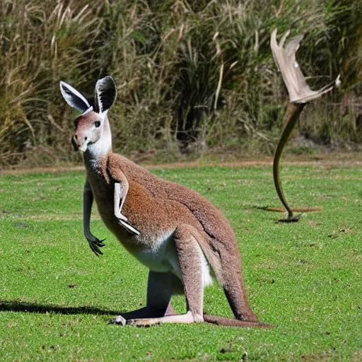 Image similar to kangaroo with claws a horse head and lizard tail