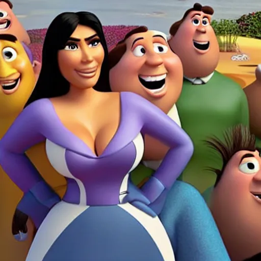 Prompt: kim kardashian pixar movie