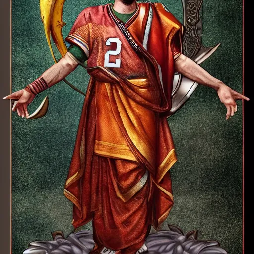 Image similar to aaron rodgers as a hindu deity, artstation, award - winning, intricate,