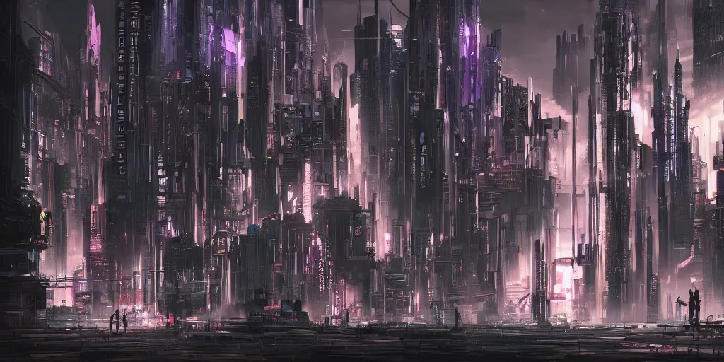 Image similar to gothic city of the future cyberpunk style