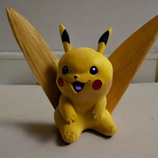 Image similar to Pikachu Sculpture made out of planks