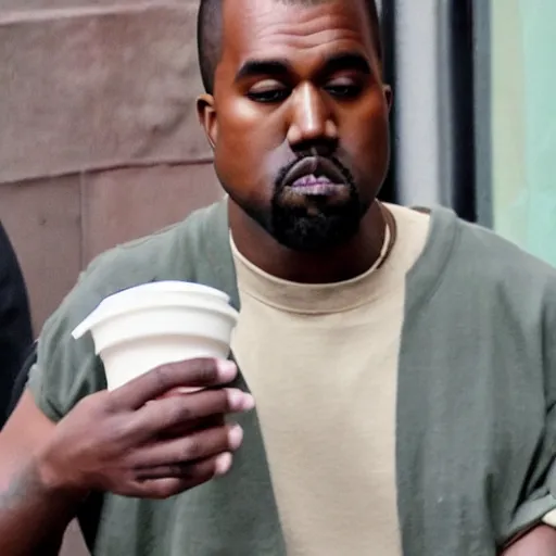 Image similar to kanye west drinking a milkshake