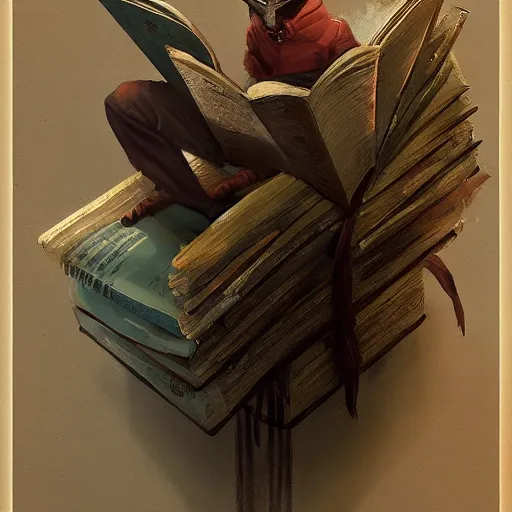 Prompt: an anthropomorphic book, by greg rutkowski, digital art, realistic painting, fantasy, very detailed, trending on artstation