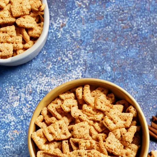 Prompt: picture of a mad cinnamon toast crunch cereal
